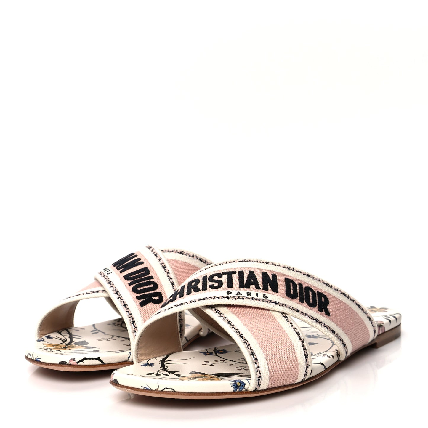 Canvas Rose Mutabilis Embroidered Dway Criss Cross Slide Sandals 41 Multicolor