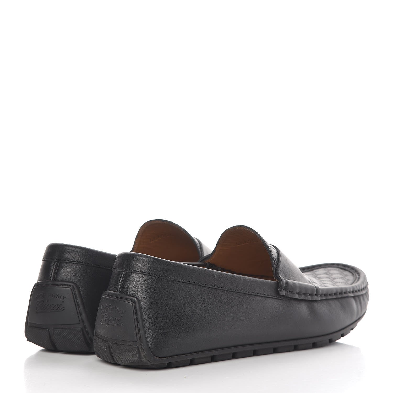Gucci Guccissima Calfskin Mens Driver Loafers 7 Black 4 of 19