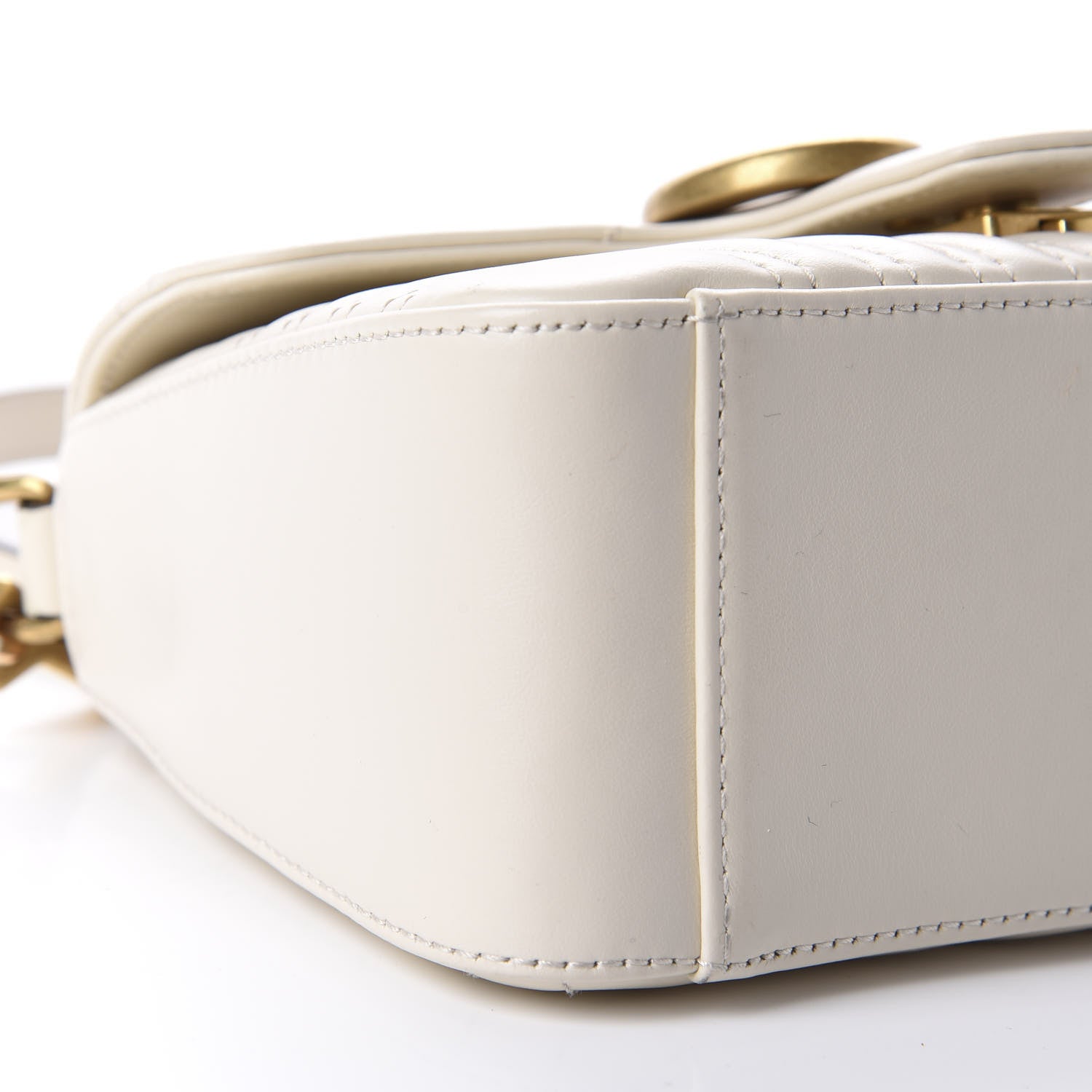 Gucci Calfskin Matelasse Mini GG Marmont Top Handle Shoulder Bag White 6 of 10