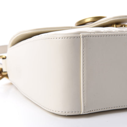 Gucci Calfskin Matelasse Mini GG Marmont Top Handle Shoulder Bag White 6 of 10