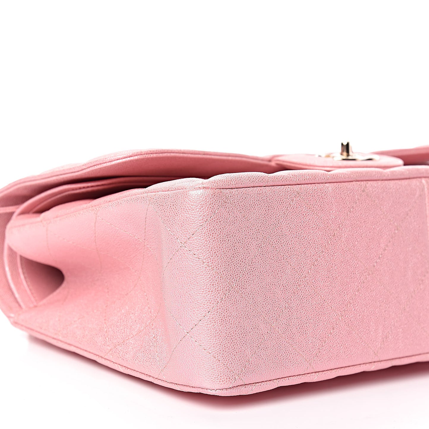 Iridescent Caviar Quilted Jumbo Double Flap Rose Pink