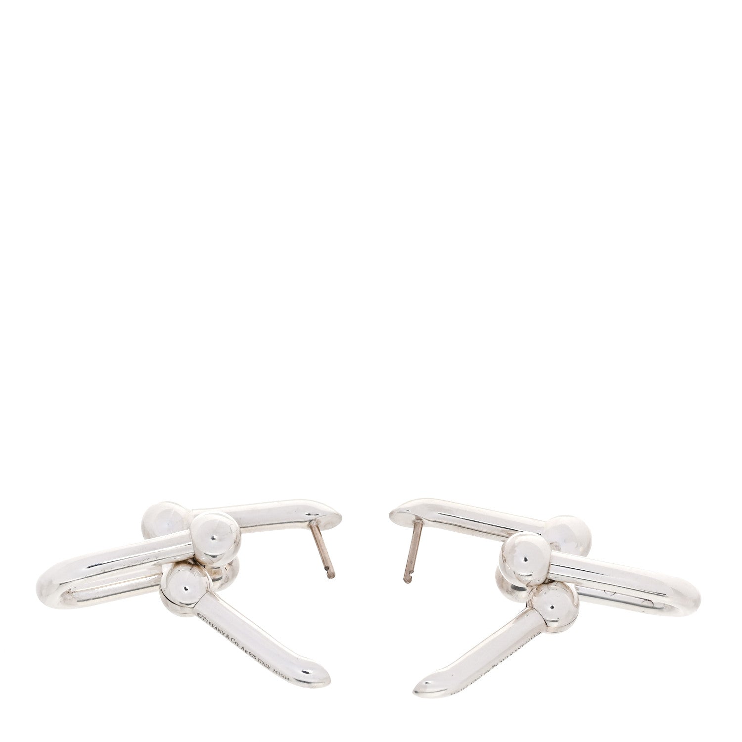 Tiffany Sterling Silver Large HardWear Link Earrings 3 of 5