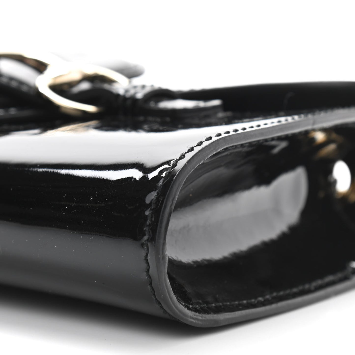 Patent Small Emily Chain Shoulder Bag Black