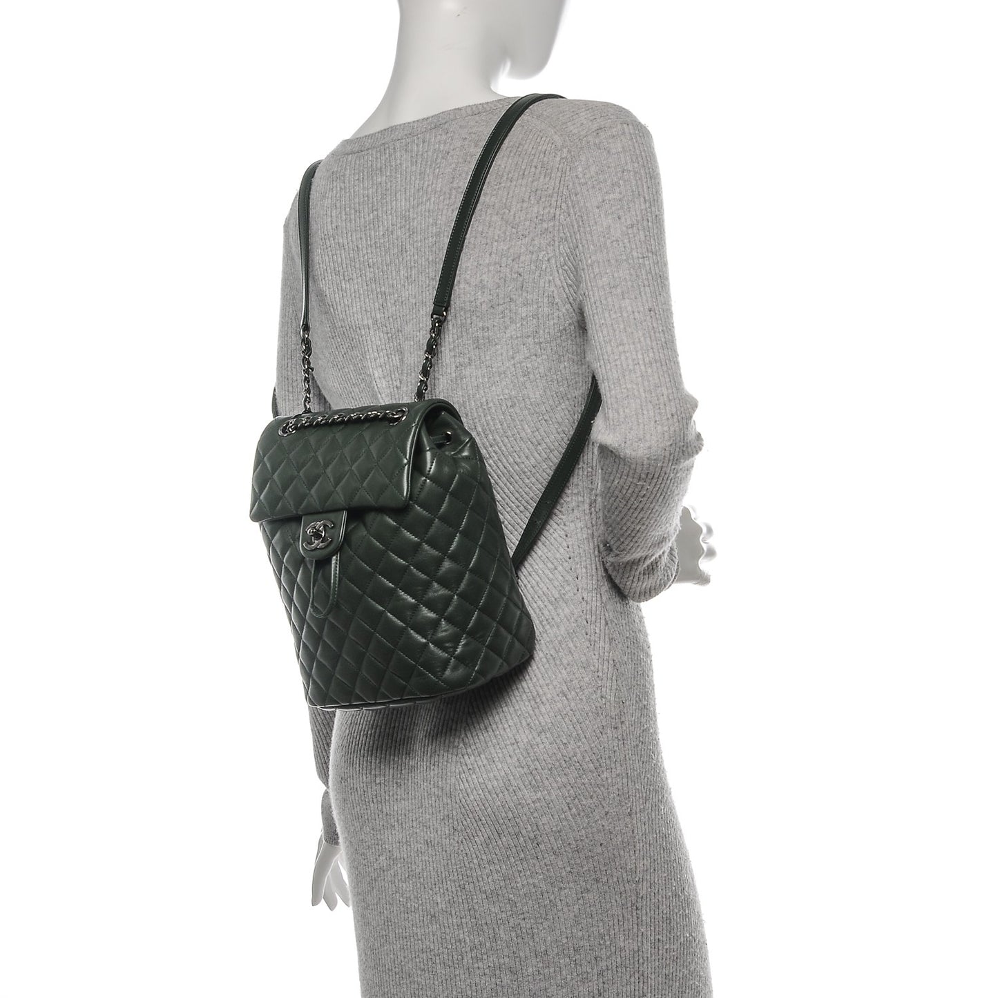 Lambskin Quilted Small Urban Spirit Backpack Dark Green