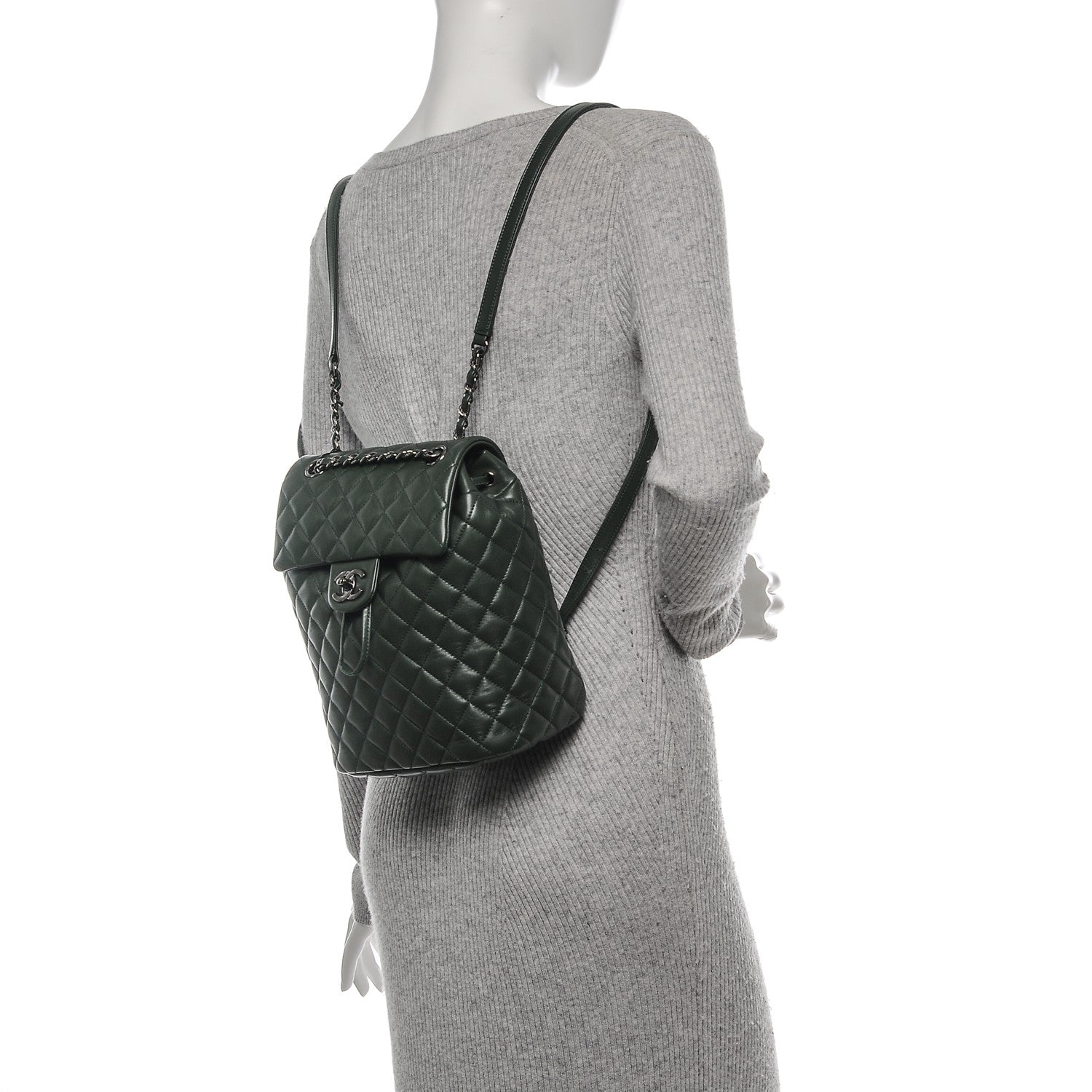 Chanel Lambskin Quilted Small Urban Spirit Backpack Dark Green 2 of 7