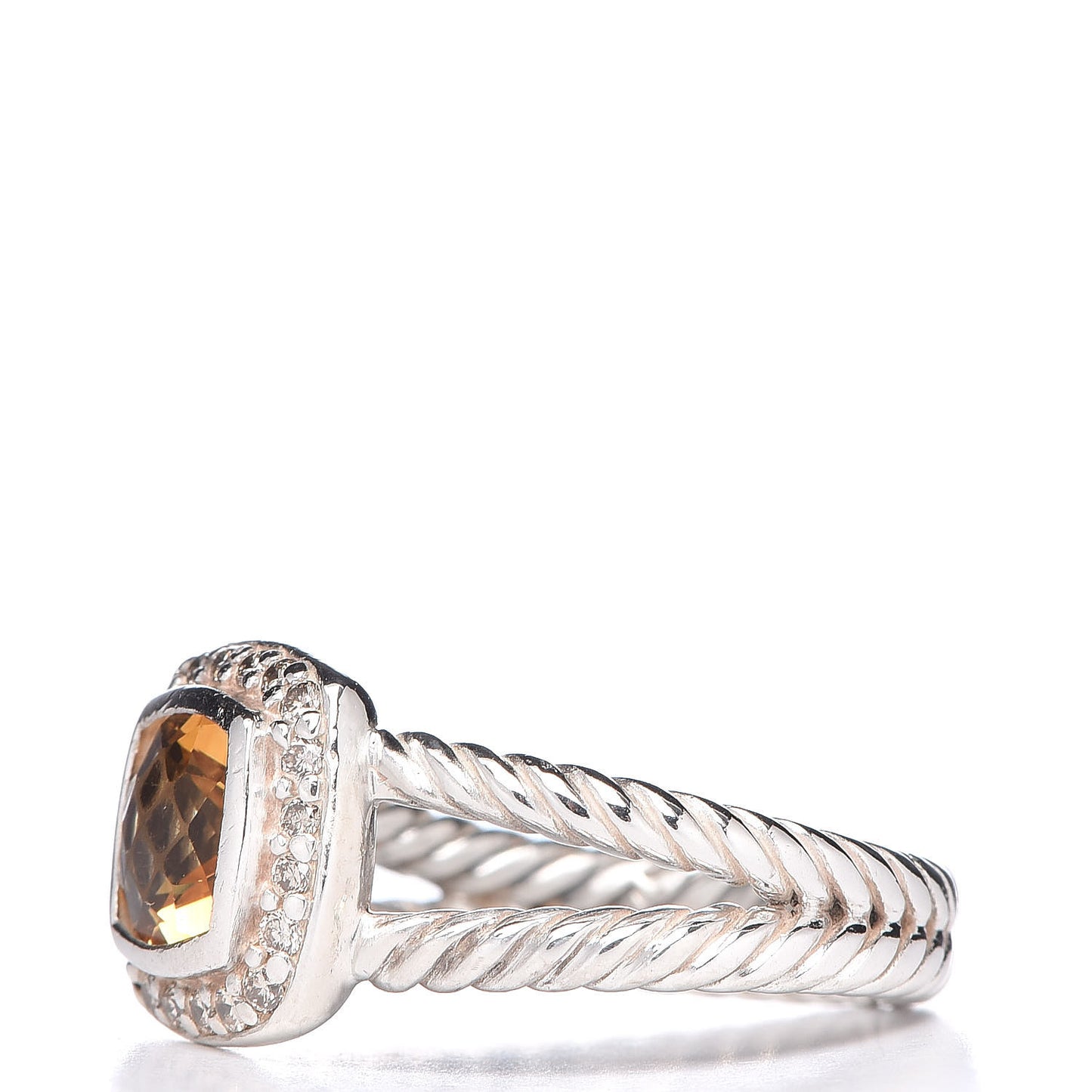 Sterling Silver Diamond Citrine 7mm Petite Albion Ring 54 6.75