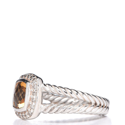 David Yurman Sterling Silver Diamond Citrine 7mm Petite Albion Ring 54 6.75 3 of 5
