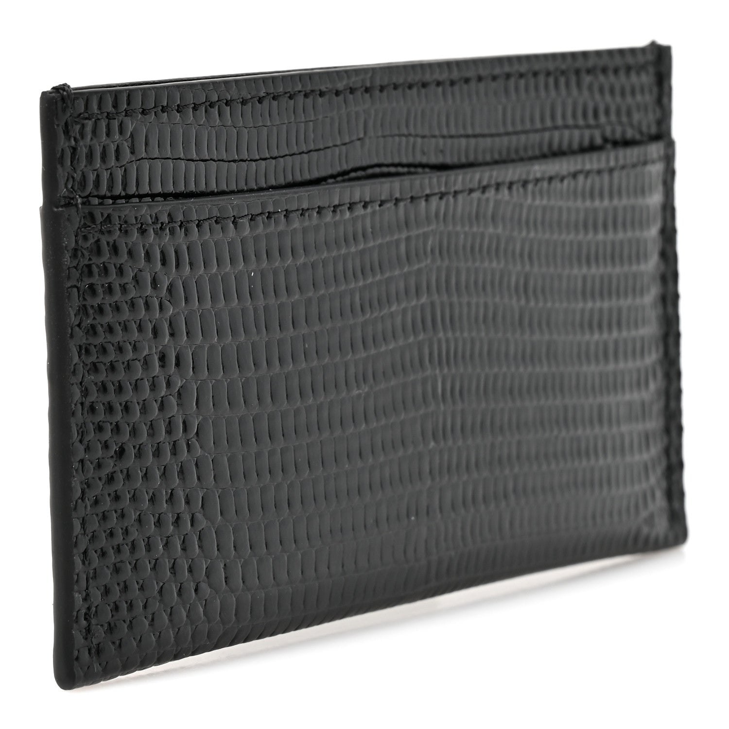 Chanel Calfskin Lizard Embossed Card Holder Black 3 of 8