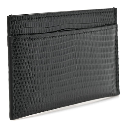 Chanel Calfskin Lizard Embossed Card Holder Black 3 of 8