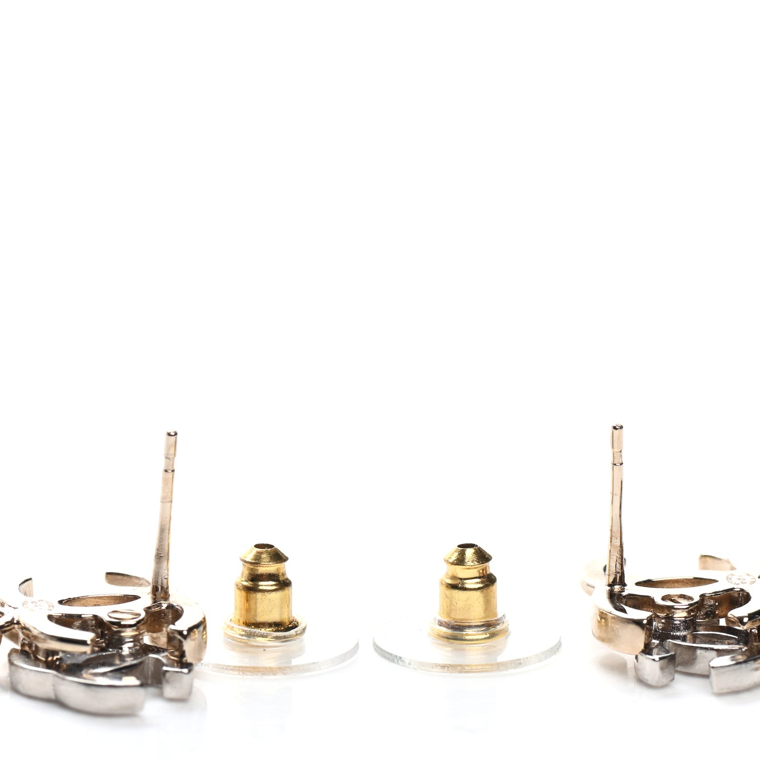Chanel Crystal Pearl Double CC Drop Earrings Gold Silver 3 of 4
