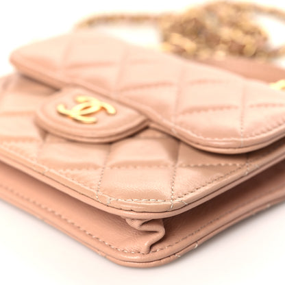 Chanel Lambskin Quilted Top Handle Flap Coin Purse With Chain Beige 10 of 11