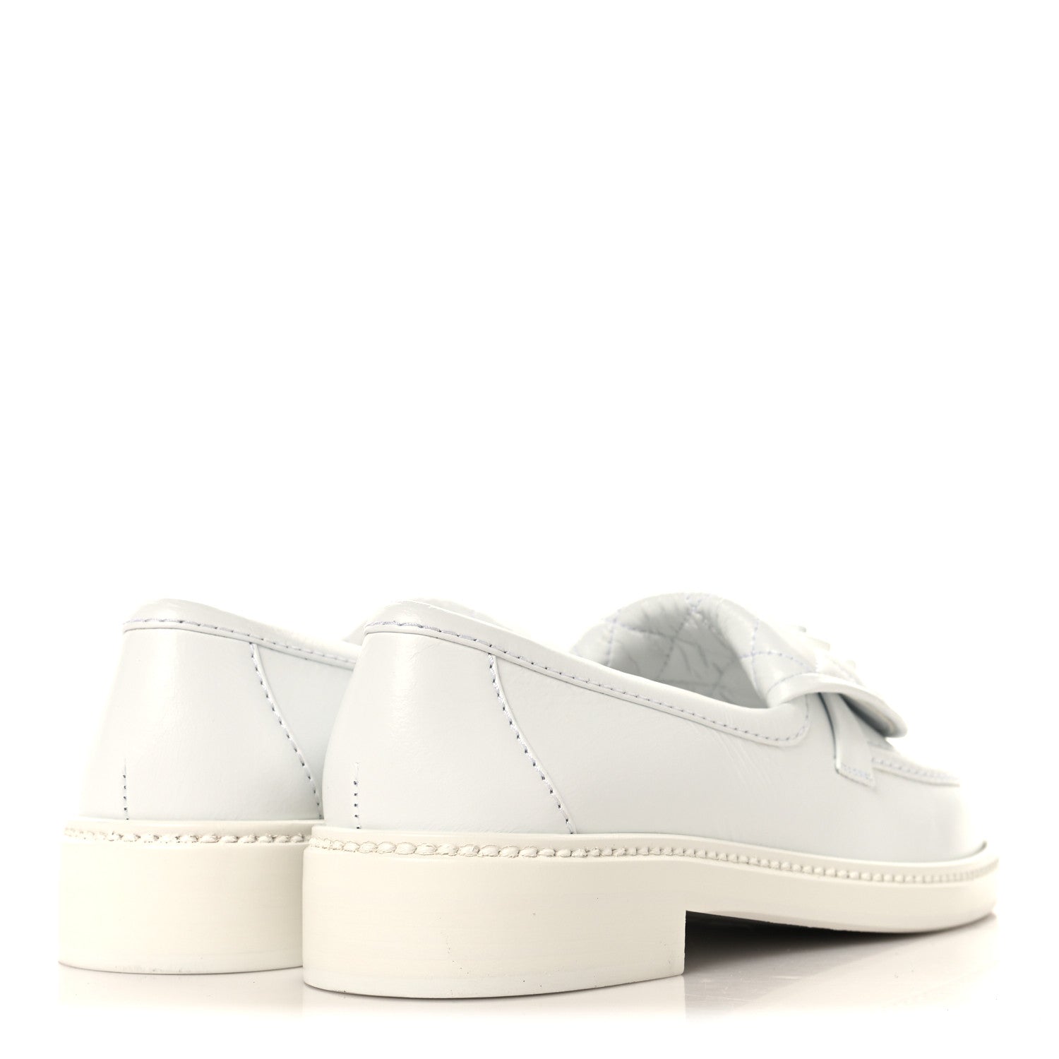 Chanel Crumpled Lambskin Quilted CC Turnlock Loafers 37 White 5 of 10