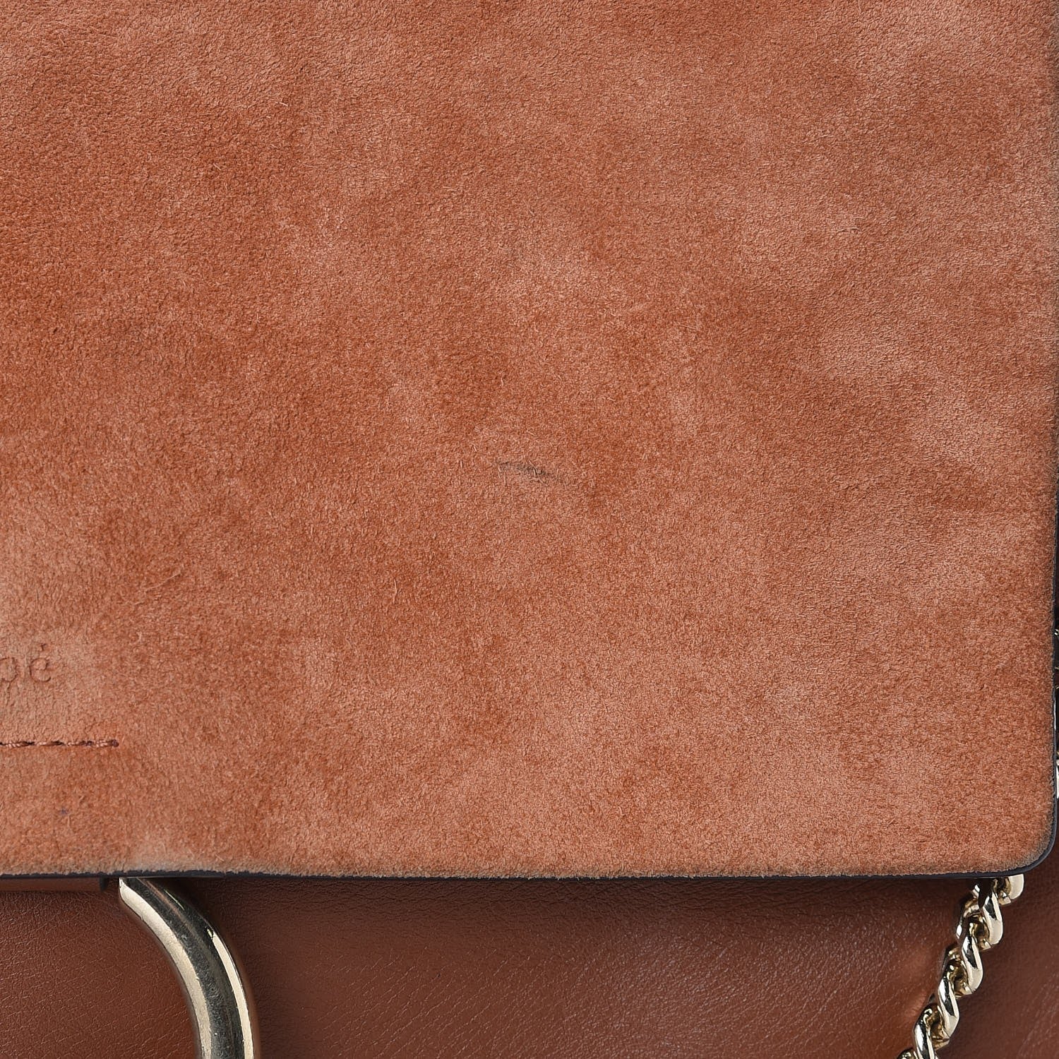 Chloe Suede Calfskin Medium Faye Shoulder Bag Tobacco 8 of 15