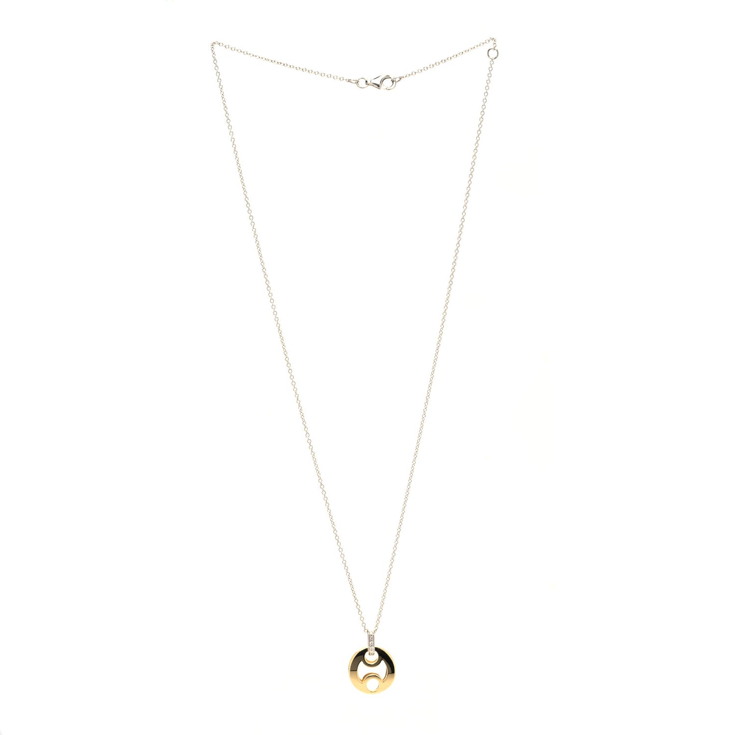 18K Yellow White Gold Diamond Cutout Pendant Necklace