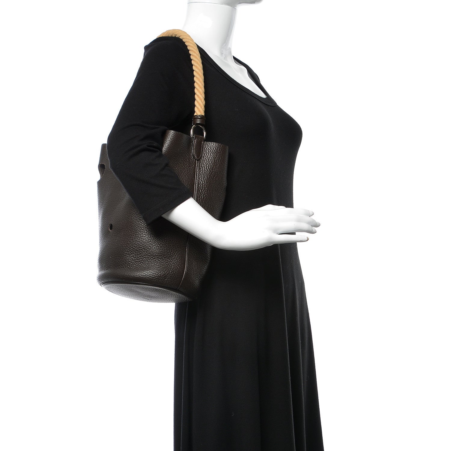 Hermes Taurillon Clemence Mangeoire Rope Bag Chocolate 2 of 9