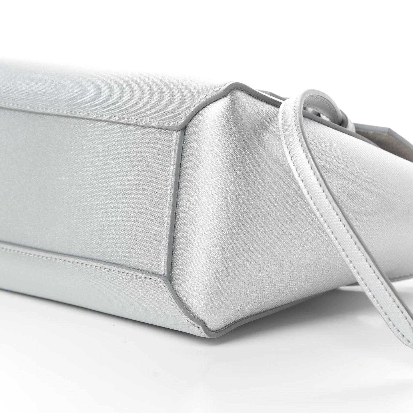 Laminated Calfskin Nano Belt Bag Silver