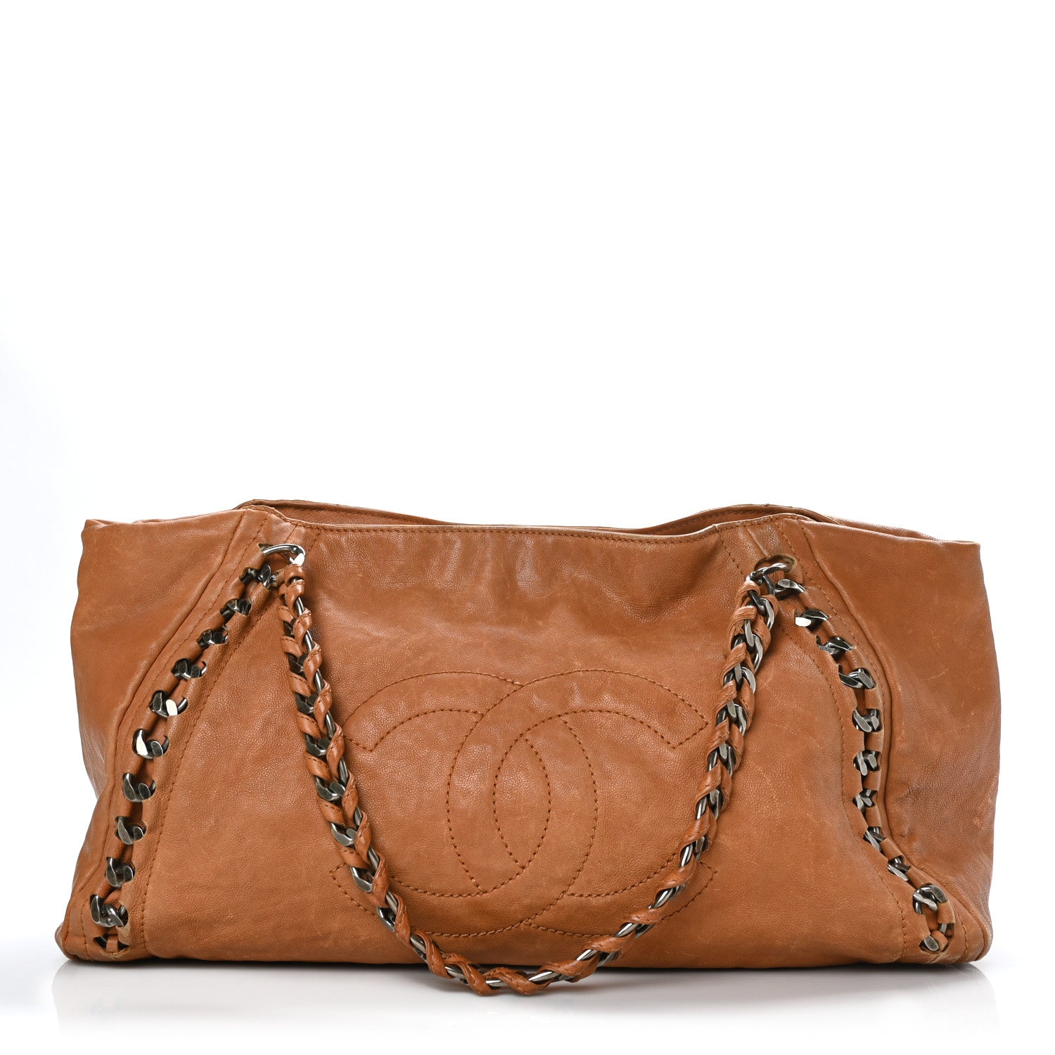 Chanel Calfskin Large East West Modern Chain Tote Dark Beige 1 of 13