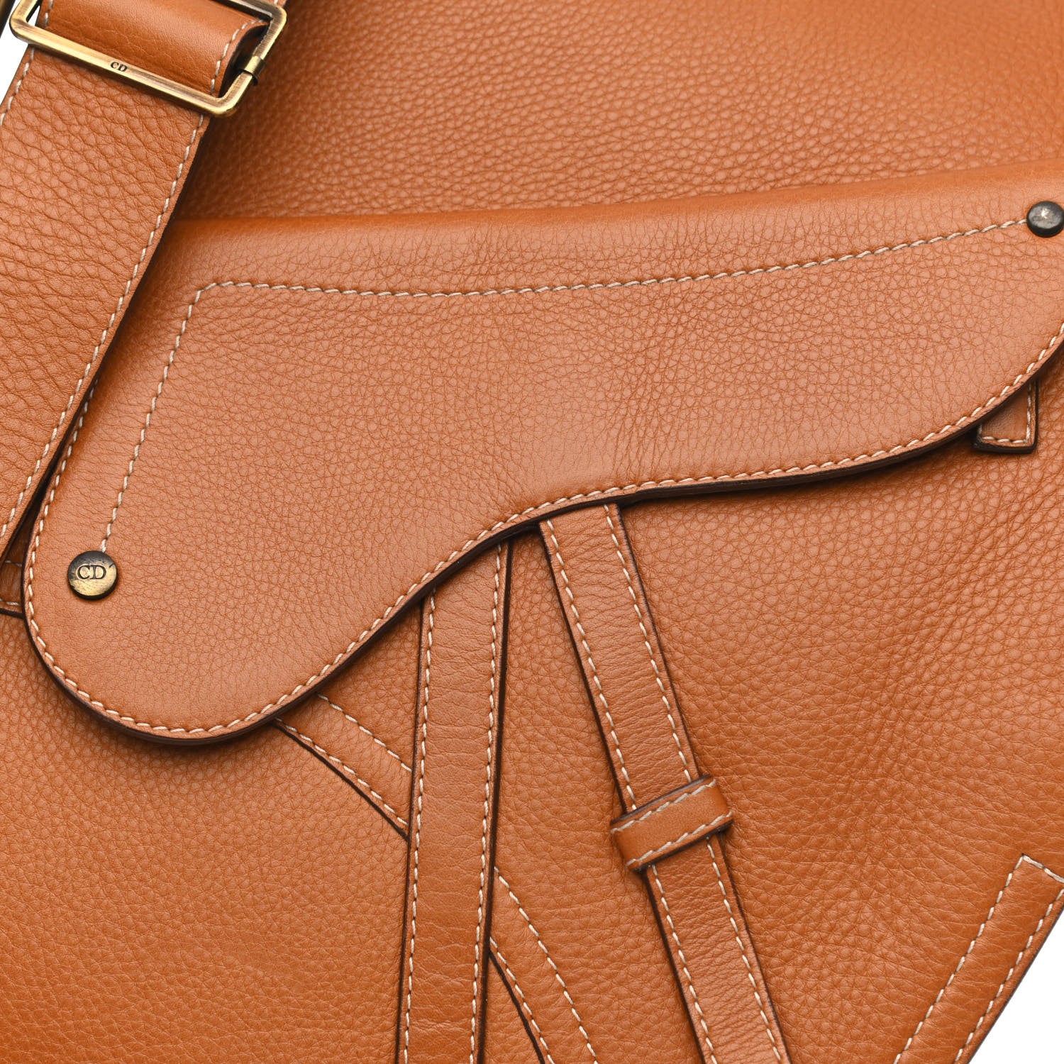 Christian Dior Calfskin Baudrier Saddle Bag Tan 8 of 12