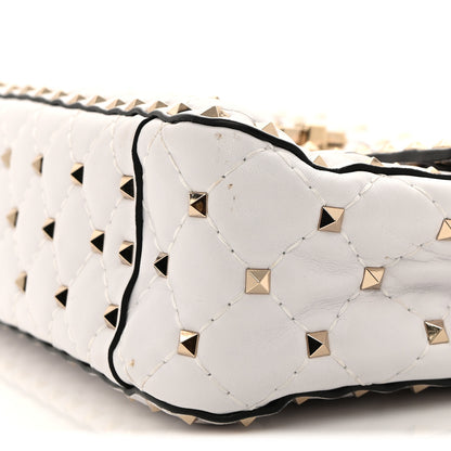 Valentino Garavani Lambskin VLTN Print Medium Rockstud Spike Shoulder Bag Optic White Black 8 of 9