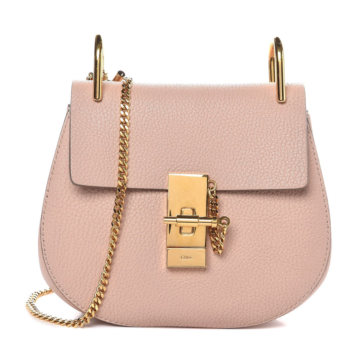 Grained Lambskin Mini Drew Shoulder Bag Cement Pink