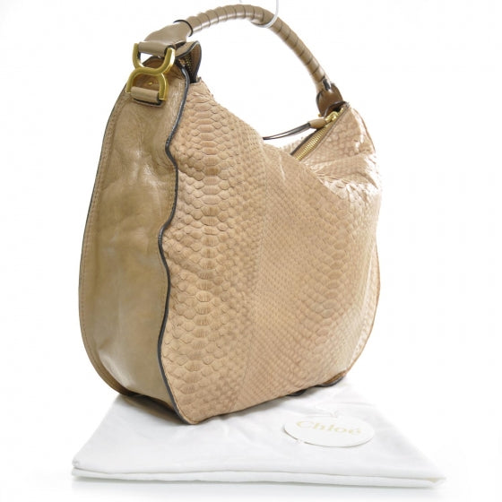 Chloe Python Large Marcie Hobo Taupe 2 of 10