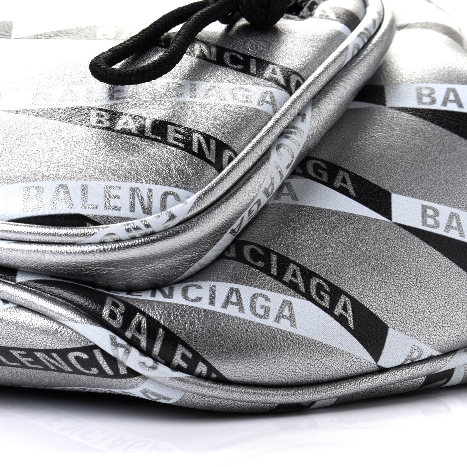 Balenciaga Metallic Calfskin Losange Monogram Explorer Belt Bag Silver Black White 9 of 9
