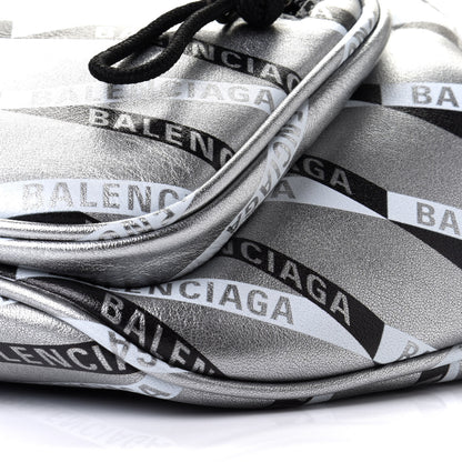 Balenciaga Metallic Calfskin Losange Monogram Explorer Belt Bag Silver Black White 9 of 9