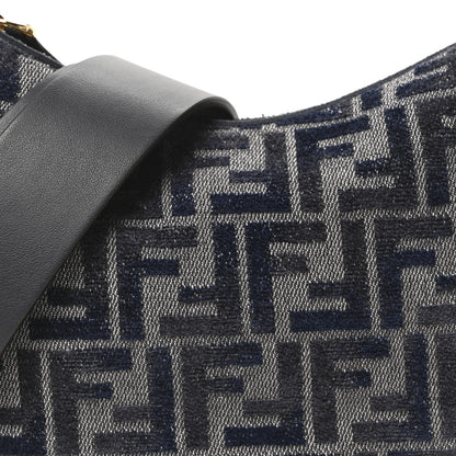 Fendi Chenille Vitello Grace FF 1974 Mini Fendigraphy Hobo Bag Blue 8 of 10