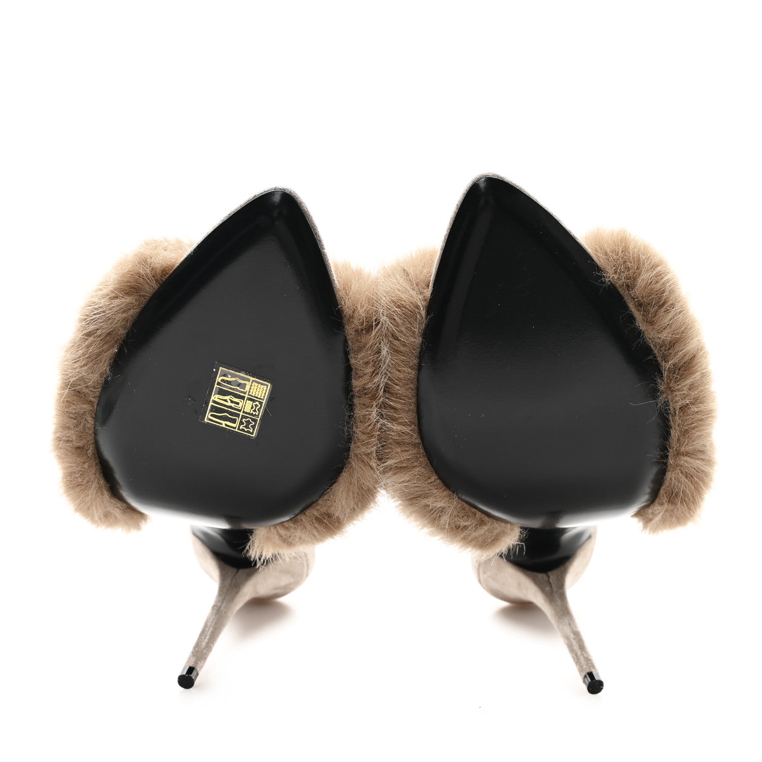 Saint Laurent Suede Faux Fur La 16 Mule Sandals 40 Gris Clair 6 of 10