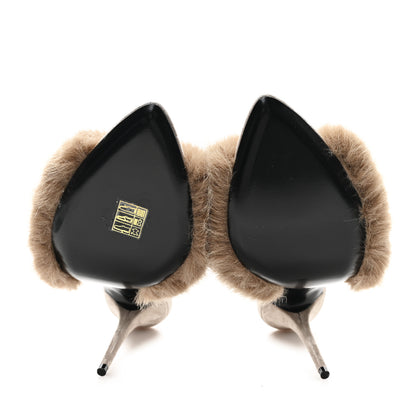 Saint Laurent Suede Faux Fur La 16 Mule Sandals 40 Gris Clair 6 of 10