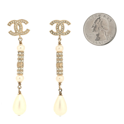 Chanel Crystal Pearl CC Chain Drop Earrings 2 of 4