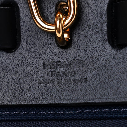 Hermes Military Toile Vache Hunter Herbag Zip Retourne 31 PM Bleu Indigo 6 of 8