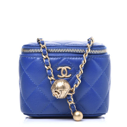 Chanel Lambskin Quilted Pearl Crush Mini Vanity Case With Chain Blue 1 of 12