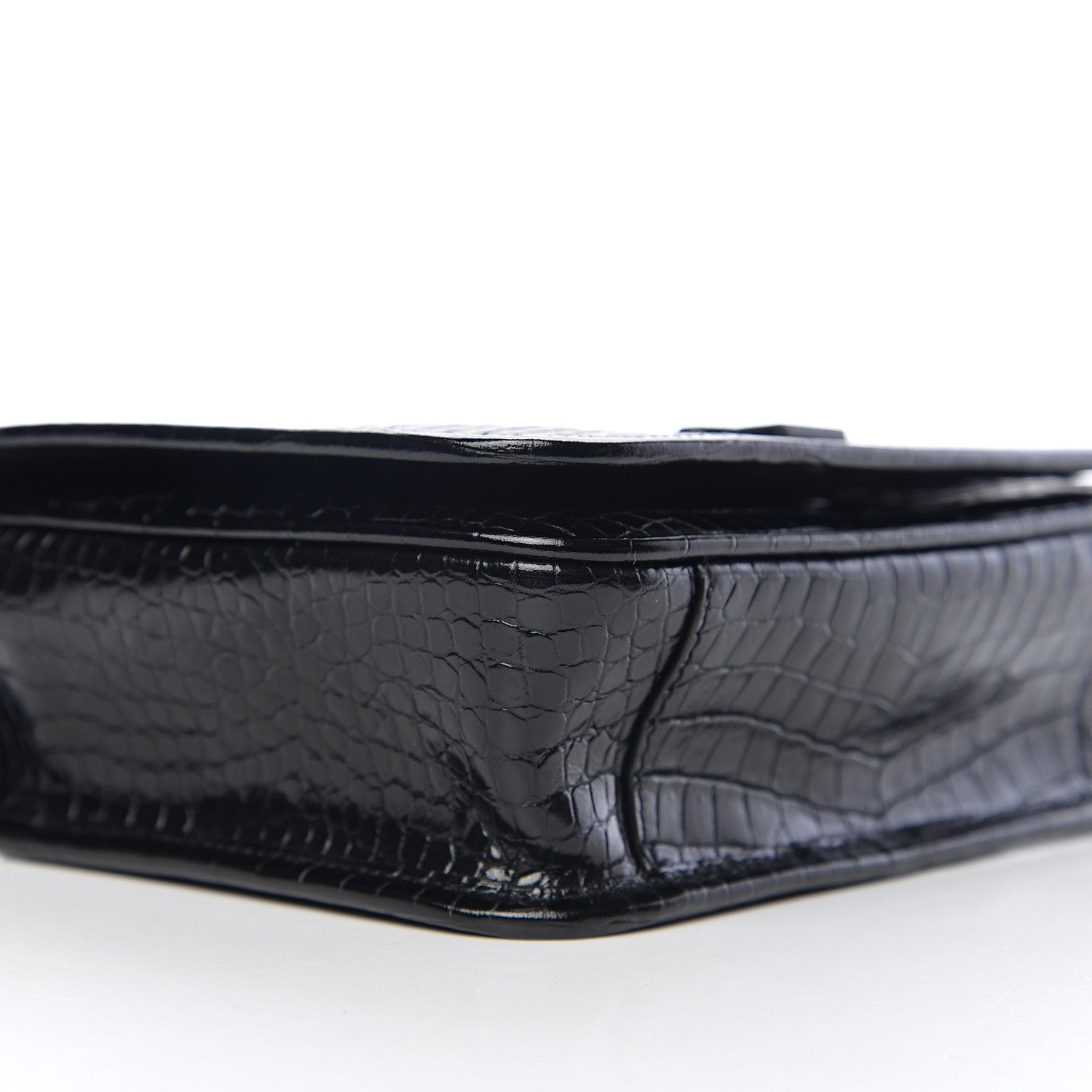 Saint Laurent Crocodile Embossed Lambskin Matelasse Monogram Niki Chain Wallet Black 6 of 9