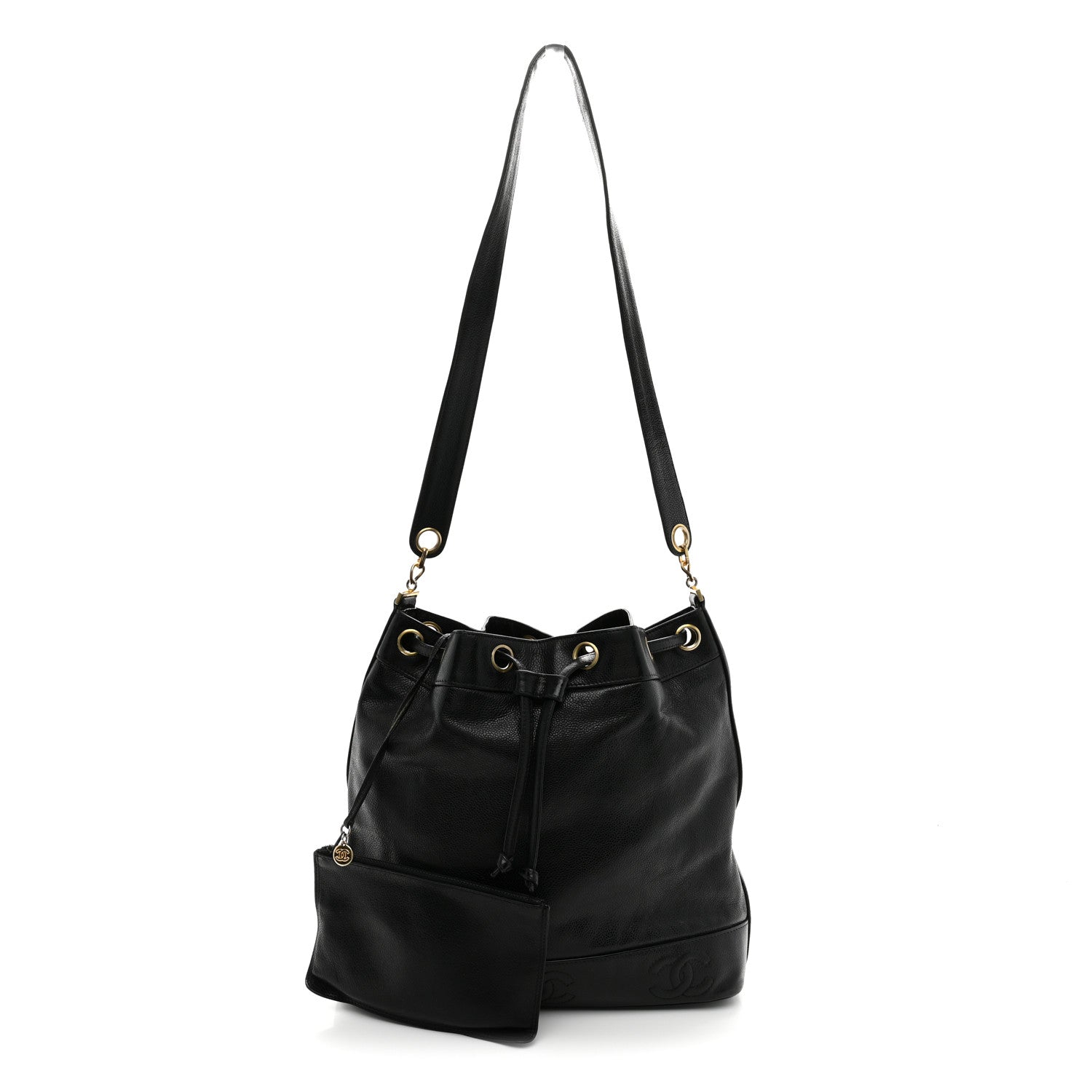 Chanel Caviar CC Drawstring Shoulder Bag Black 3 of 13