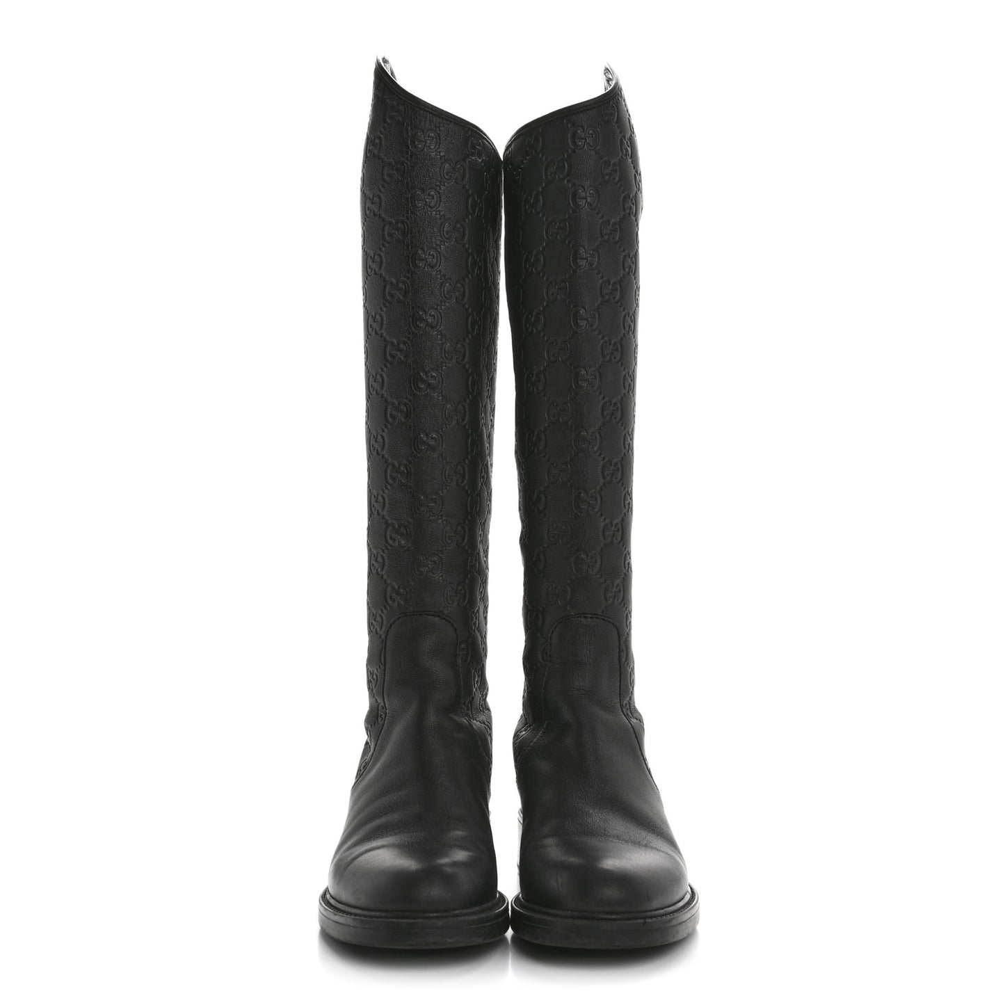 Guccissima Calfskin Miro Soft Knee High Riding Boots 35 Black