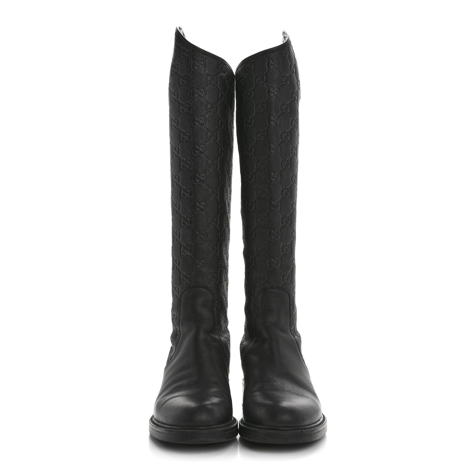 Gucci Guccissima Calfskin Miro Soft Knee High Riding Boots 35 Black 2 of 8