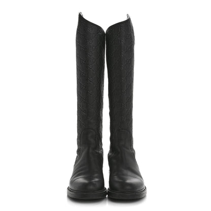 Gucci Guccissima Calfskin Miro Soft Knee High Riding Boots 35 Black 2 of 8