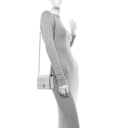 Christian Dior Patent Micro-Cannage Diorama Wallet on Chain Pouch Metallic White 2 of 11