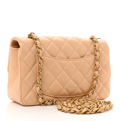 Chanel Lambskin Quilted Mini Rectangular Flap Beige 3 of 12