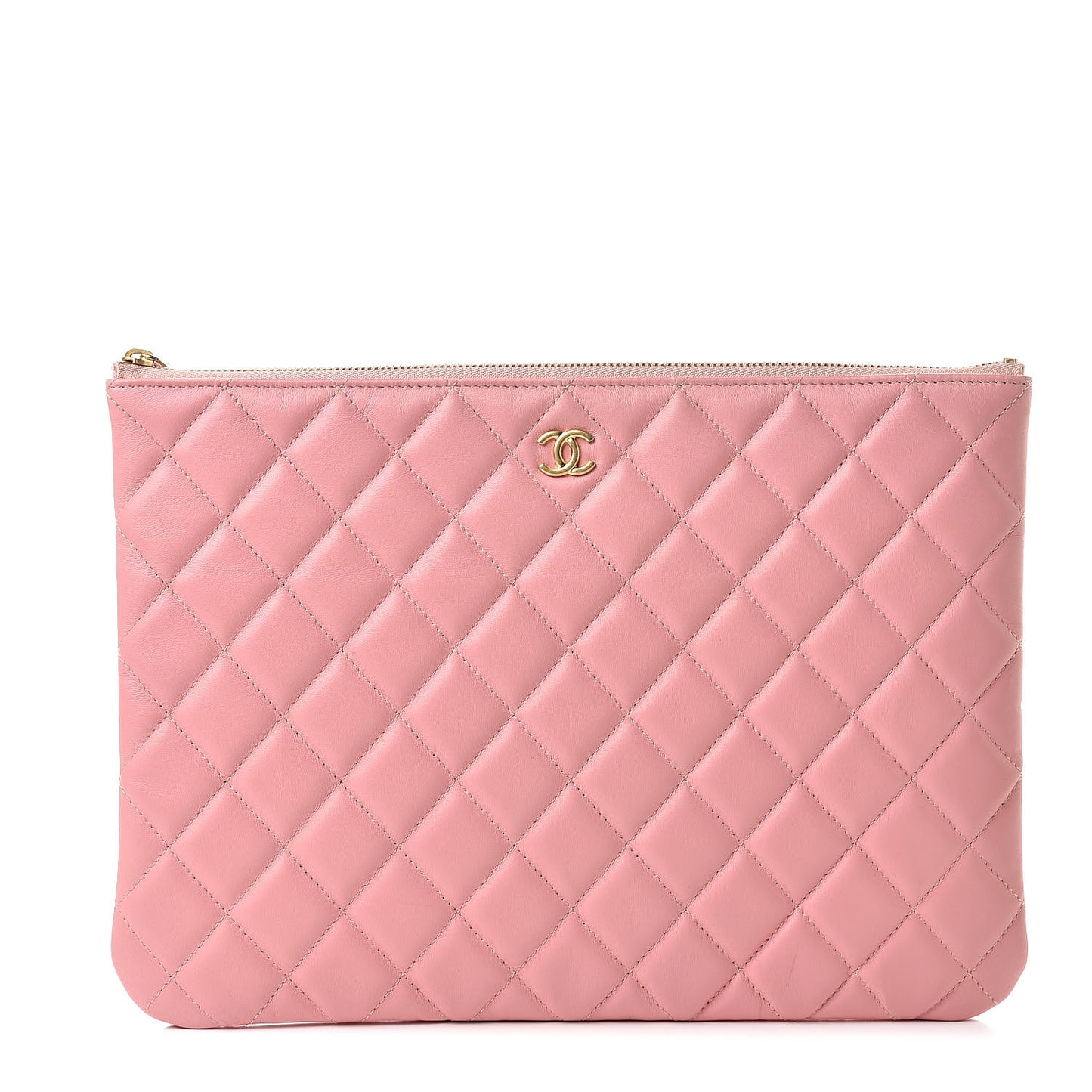 Lambskin Quilted Medium Cosmetic Case Pink
