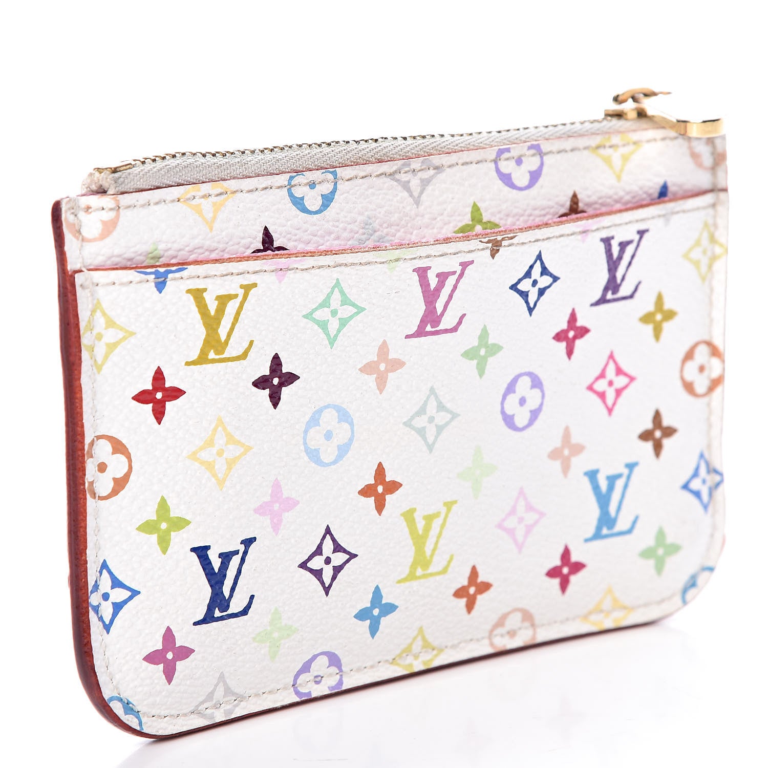 Louis Vuitton Monogram Multicolor Key Pouch White Litchi 3 of 12