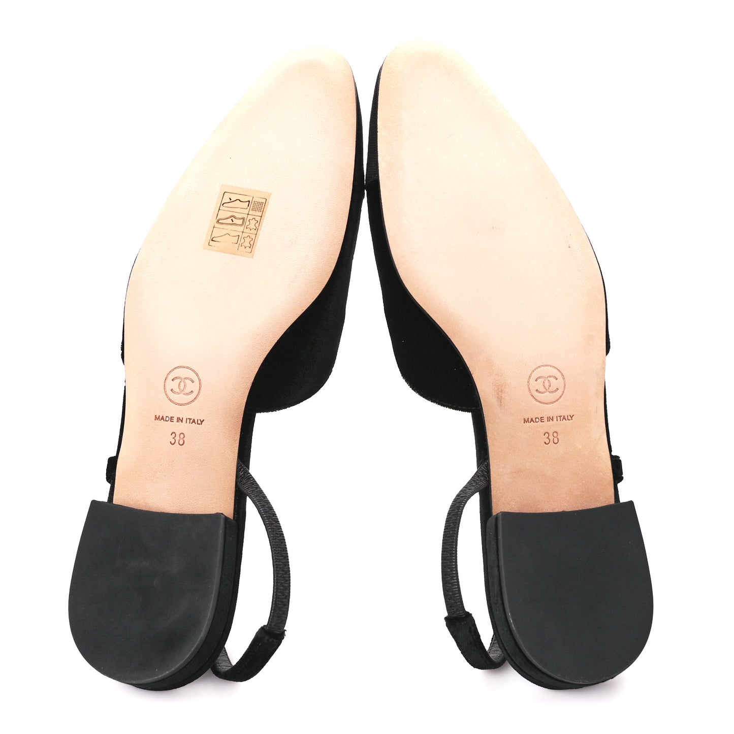 Velour Grosgrain Cap Toe Slingback Flats 38 Black