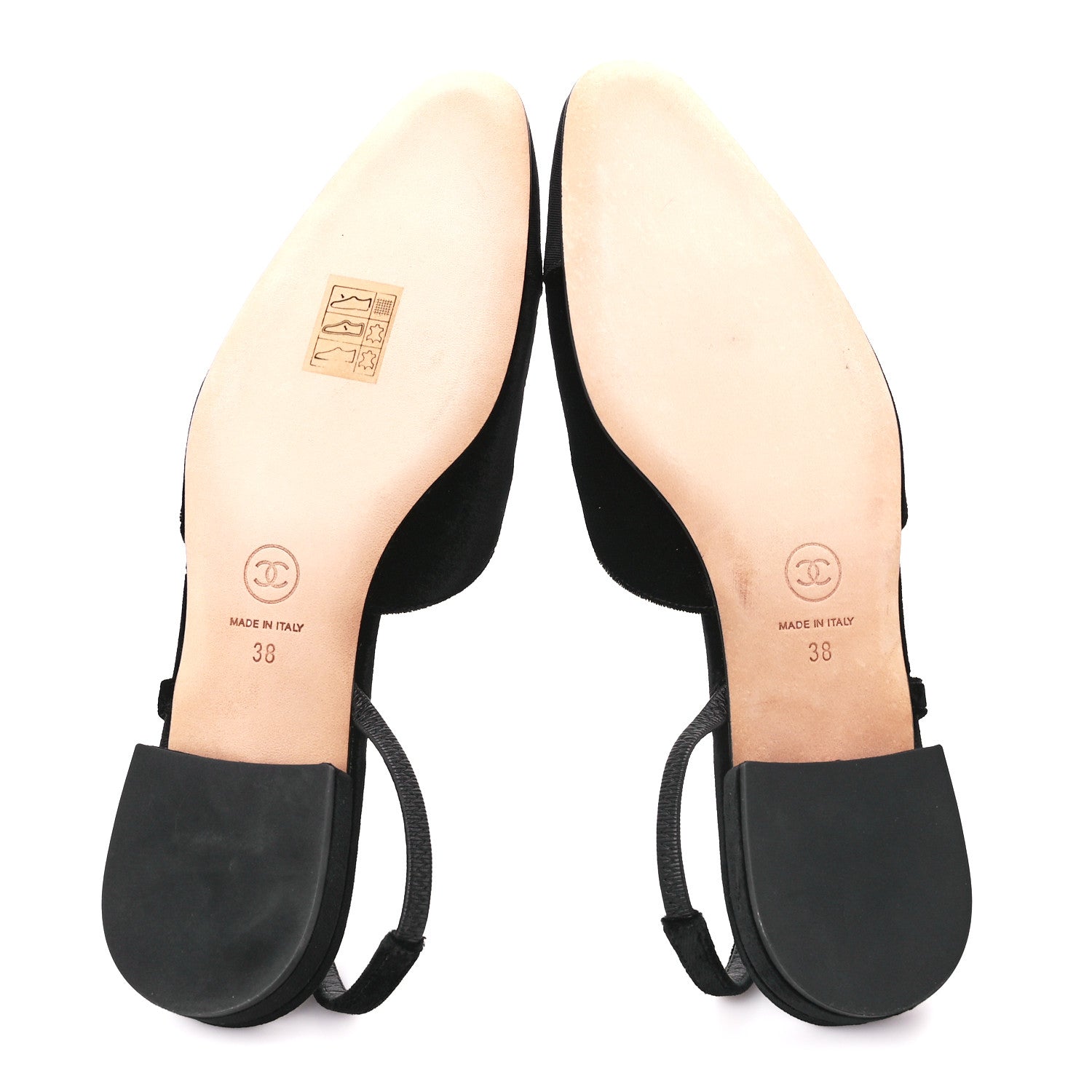 Chanel Velour Grosgrain Cap Toe Slingback Flats 38 Black 5 of 9