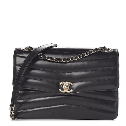 Chanel Shiny Lambskin Chevron Quilted Miroir Black 1 of 11
