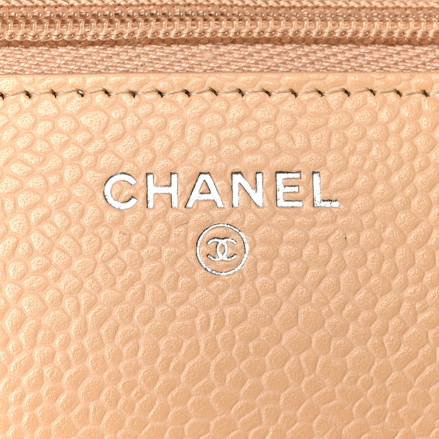 Caviar Quilted Wallet On Chain WOC Beige
