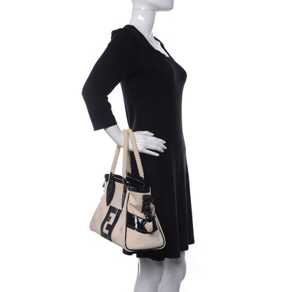 Fendi Canvas Patent Grommet De Jour Tote Natural 2 of 10