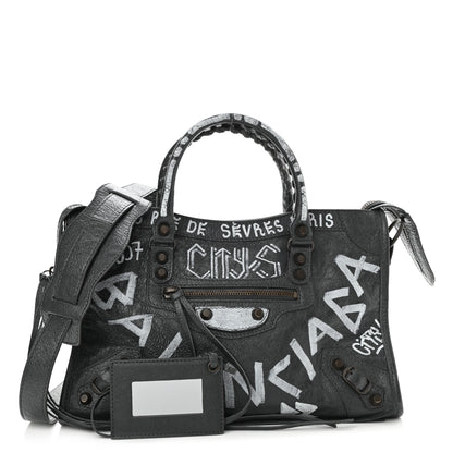 Balenciaga Agneau Arena Graffiti All Over Classic Hardware S City Gris Fossile White 1 of 8