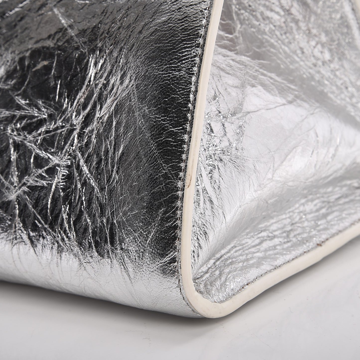 Metallic Calfskin Medium Diorever Flap Silver
