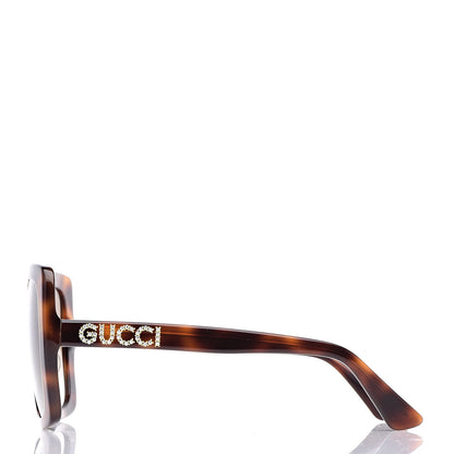 Gucci Square Frame Crystal Sunglasses GG 0418S Tortoiseshell 3 of 7
